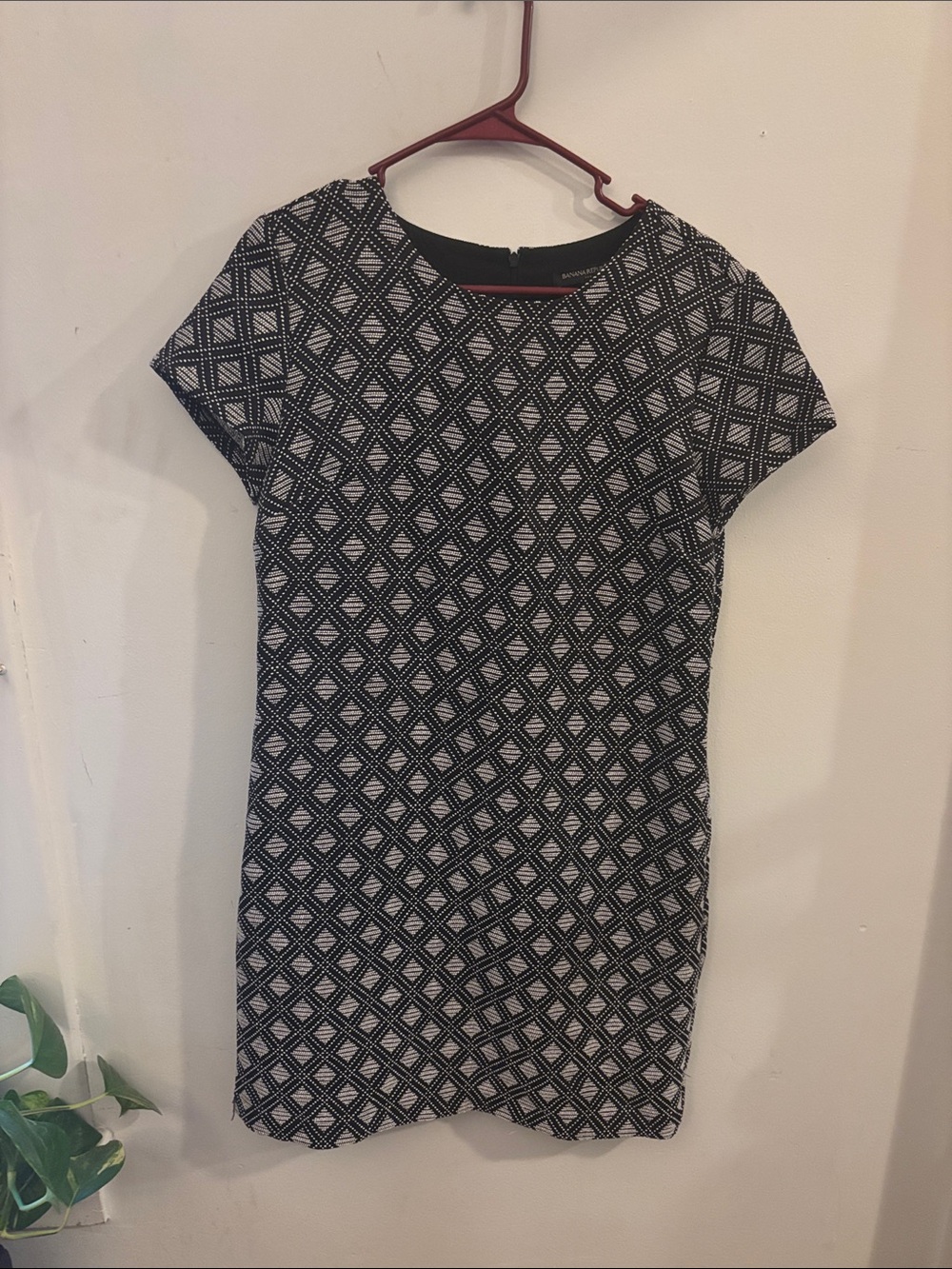 Banana Republic Geometric Diamond Jacquard Cap Sleeve Shift Dress Size 8